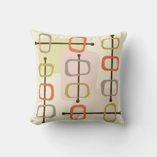 1950s Abstract Art Hollow Rocks Chartreuse Green Throw Pillow