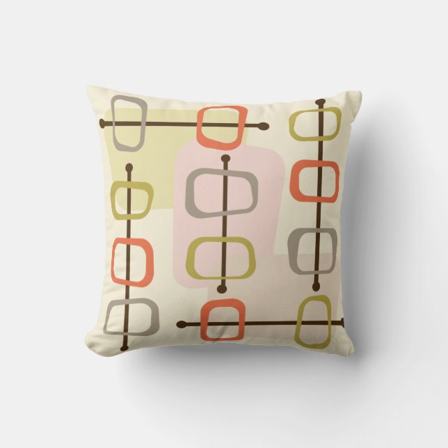 1950s Abstract Art Hollow Rocks Chartreuse Green Throw Pillow (Front)