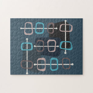 1950s Abstract Art Hollow Rocks Teal Jigsaw Puzzle
