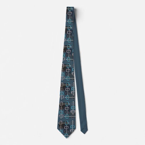 1950s Abstract Art Hollow Rocks Teal Neck Tie