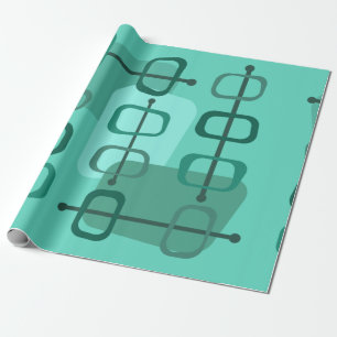 1950s Abstract Art Hollow Rocks Turquoise Wrapping Paper