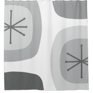 1950s Abstract Art Light Gray Shower Curtain