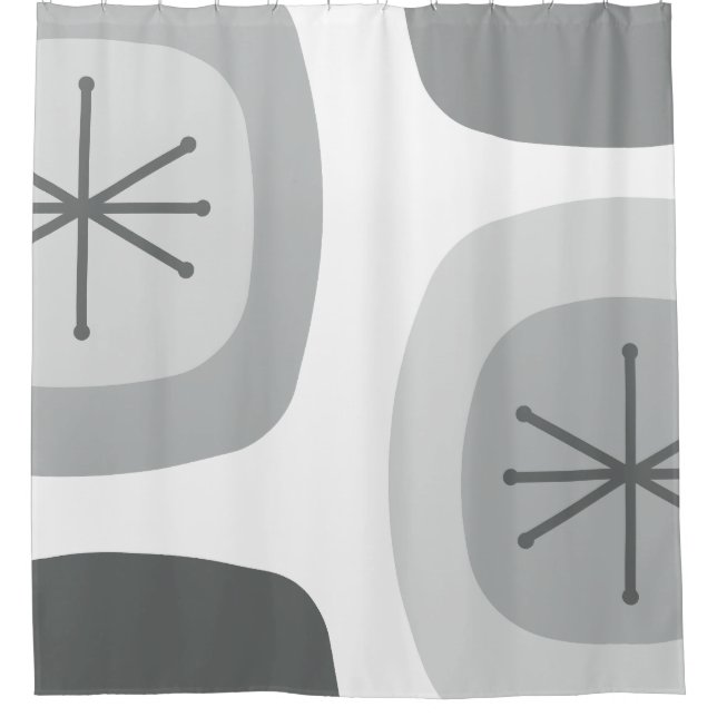 1950s Abstract Art Light Gray Shower Curtain (Front)