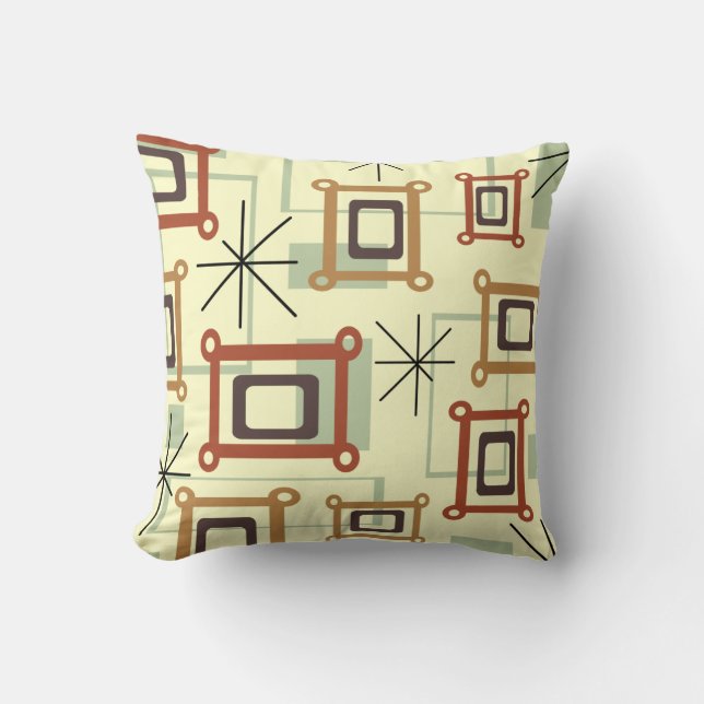 1950s Abstract Pop Art Throw Pillow (Front)