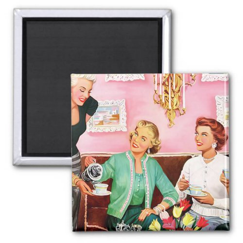 1950s Afternoon Tea  Square Magnet