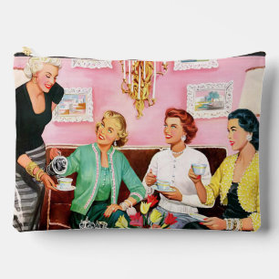 1950'S AFTERNOON TEA VINTAGE ART ACCESSORY POUCH