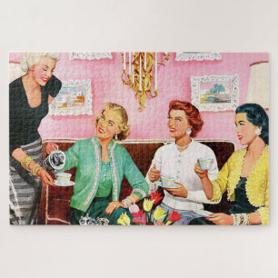 1950'S AFTERNOON TEA VINTAGE ART JIGSAW PUZZLE