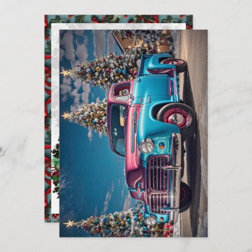 1950s American Pickup Truck Christmas Holiday Card