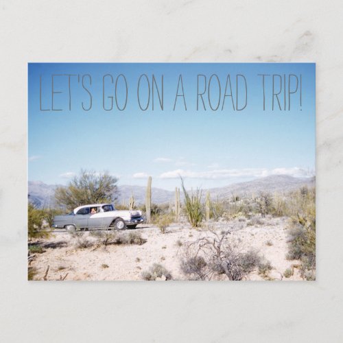 1950S Arizona Road Trip in the Desert Postcard