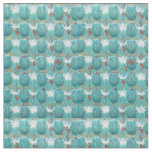 1950&#39;s Art Deco Sea Shell Textile Geometric Teal Fabric