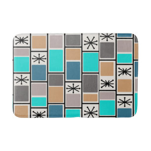 1950s Atomic Age Rectangles Starbursts Bath Mat