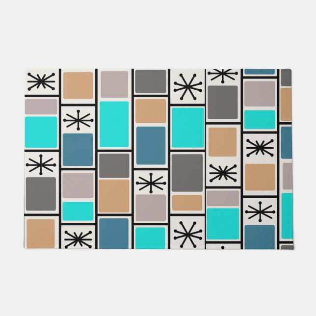 1950s Atomic Age Rectangles Starbursts Doormat (Front)