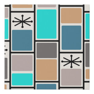 1950s Atomic Age Rectangles Starbursts Faux Canvas Print