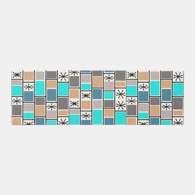 1950s Atomic Age Rectangles Starbursts Outdoor Rug (Front)