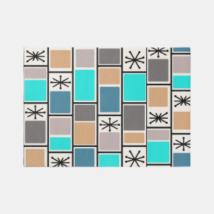 1950s Atomic Age Rectangles Starbursts Outdoor Rug
