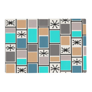 1950s Atomic Age Rectangles Starbursts Placemat