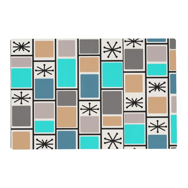 1950s Atomic Age Rectangles Starbursts Placemat (Front)