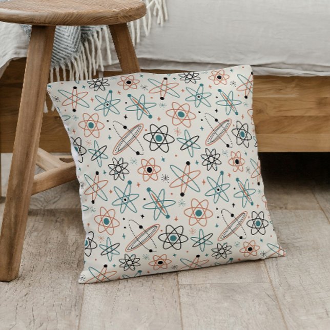 1950s Atomic Era Space Mid Century Pattern Throw Pillow (Creator Uploaded)