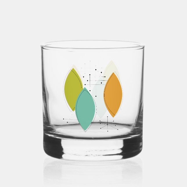 1950s Atomic Era Surfboard Shapes Mid Century Whiskey Glass (Front)
