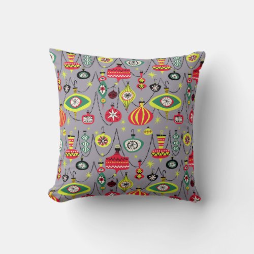 1950s Atomic Mid_Century Modern Christmas Throw Pillow