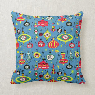 1950s Atomic Mid-Century Modern Christmas Throw Pillow