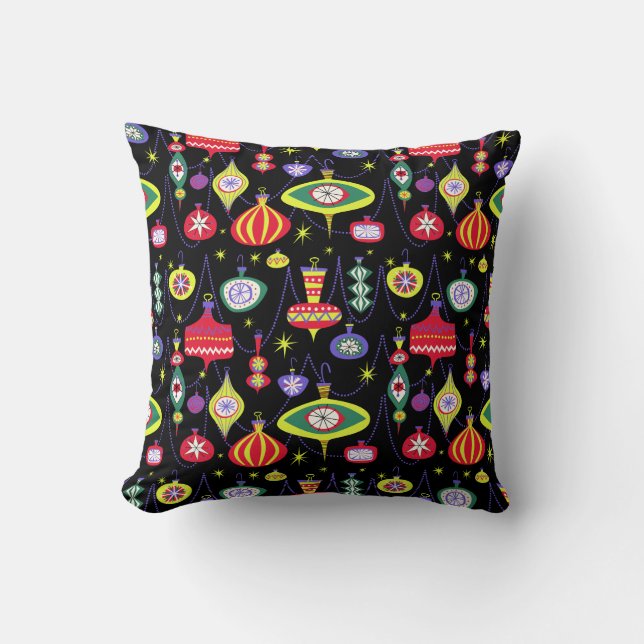 1950s Atomic Mid-Century Modern Christmas Throw Pillow (Front)
