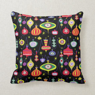 1950s Atomic Mid-Century Modern Christmas Throw Pillow