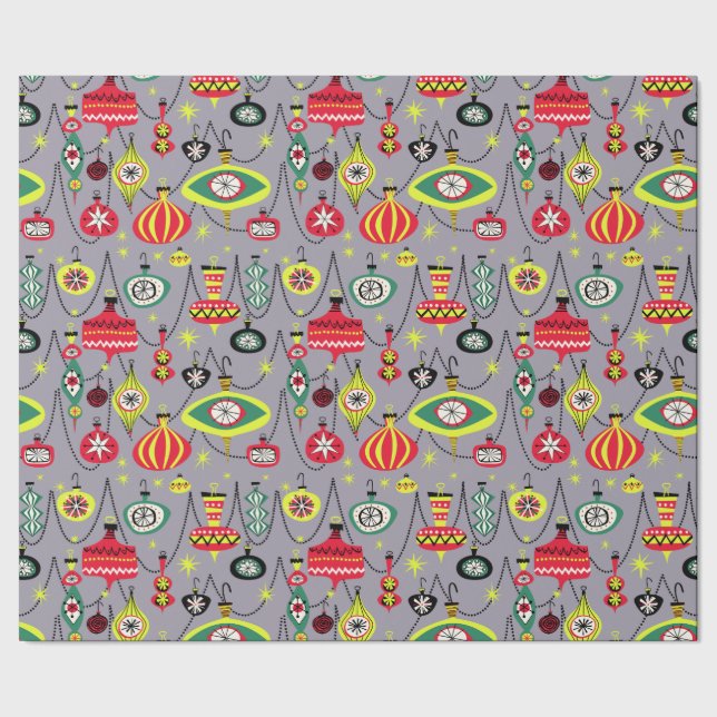 1950s Atomic Mid-Century Modern Christmas Wrapping Paper (Seam)