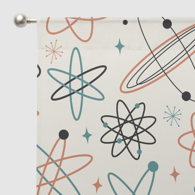 1950s Atomic Space Age Mid Century Pattern Sheer Curtains (Pocket)