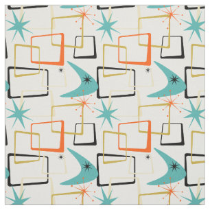 1950s Atomic Squares Stars & Boomerang Mid Century Fabric