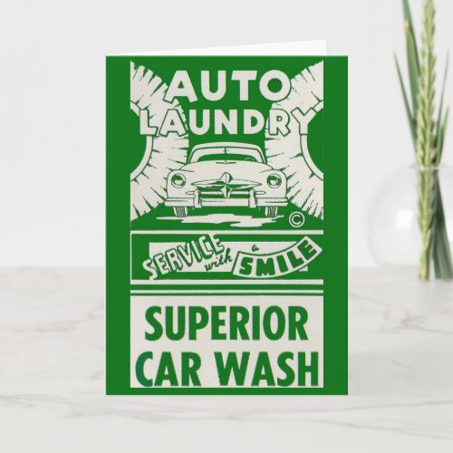 1950s Auto Laundry Car Wash ad Card