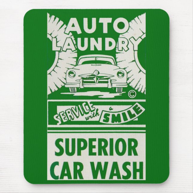 1950s Auto Laundry Car Wash ad Mouse Pad (Front)