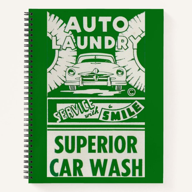1950s Auto Laundry Car Wash ad print Notebook (Front)