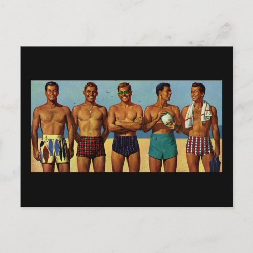 1950s Beach Dudes Postcard