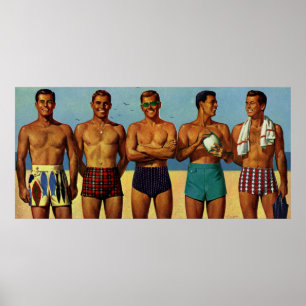 1950s Beach Dudes Poster