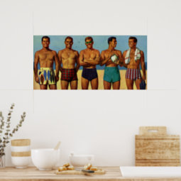 1950s Beach Dudes Poster | Zazzle