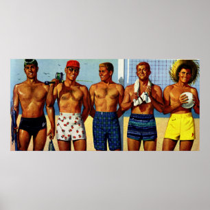 1950s Beach Dudes Poster
