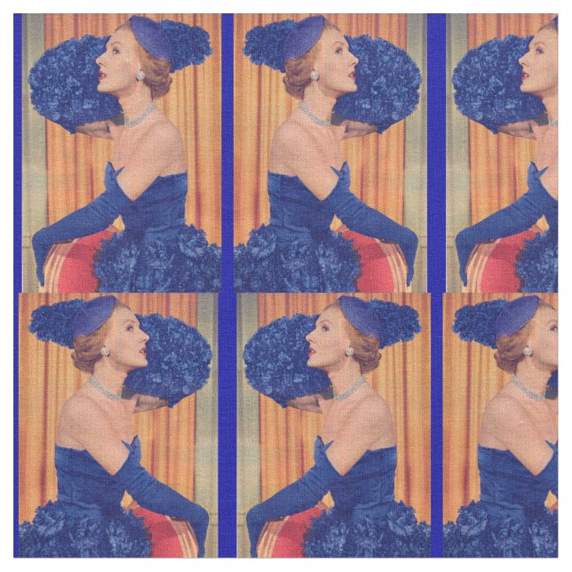 1950s beautiful in blue fabric (Close Up)