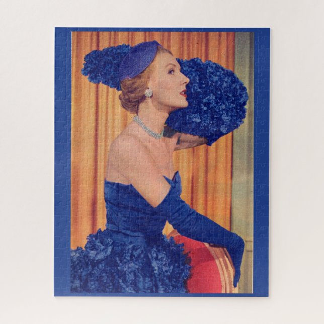 1950s beautiful in blue jigsaw puzzle (Vertical)