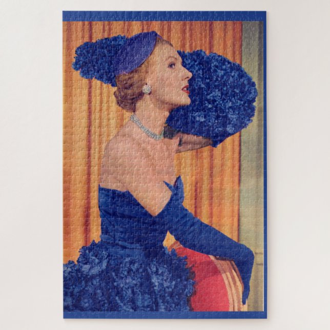 1950s beautiful in blue jigsaw puzzle (Vertical)