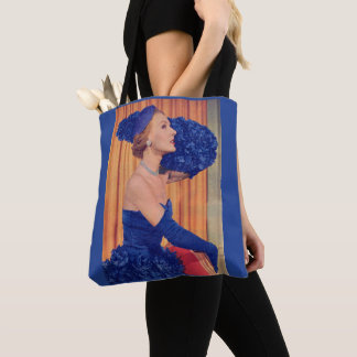 1950s beautiful in blue print tote bag