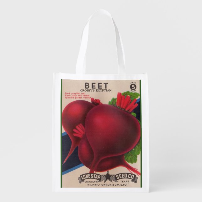 1950s beets seed packet print grocery bag (Front)