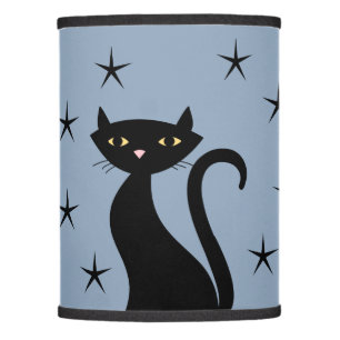 1950s Black Cat, blue Lamp Shade