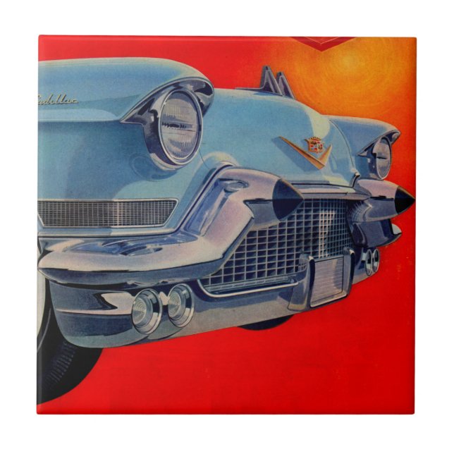 1950s blue Cadillac grille Ceramic Tile (Front)