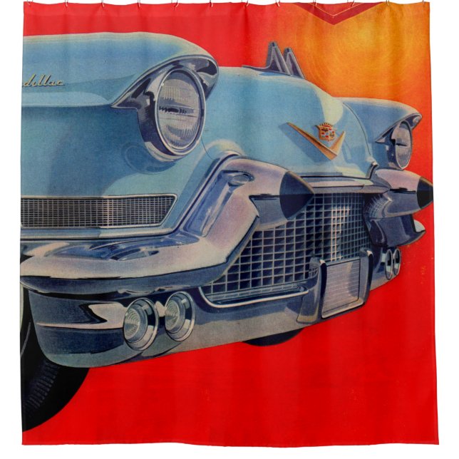 1950s blue Cadillac grille Shower Curtain (Front)