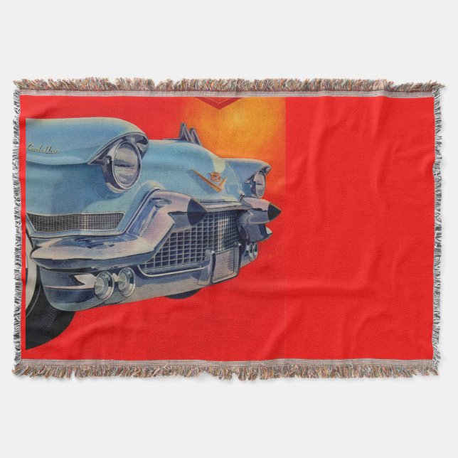 1950s blue Cadillac grille Throw Blanket (Front)