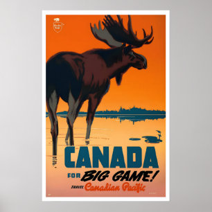 1950s Canada for Big Game! Vintage Style Hunting Poster