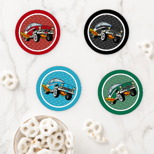 1950s Cartoon Chevy Bel Air Muscle Car Coaster Set