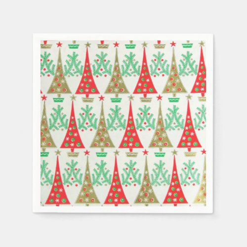 1950s Cartoon Christmas Tree Cocktail Napkins