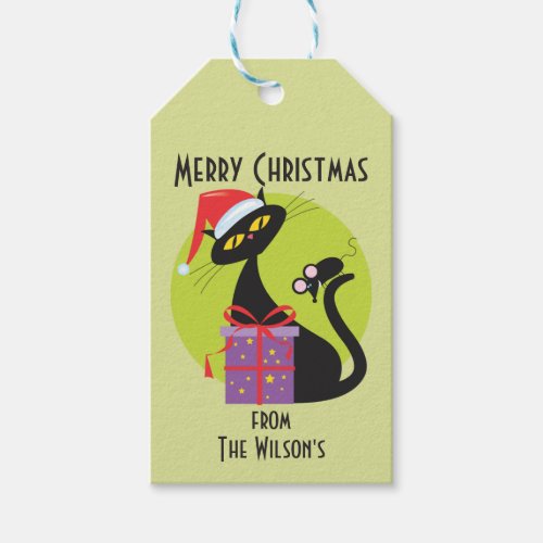 1950s Christmas Cat and Mouse Gift Tags